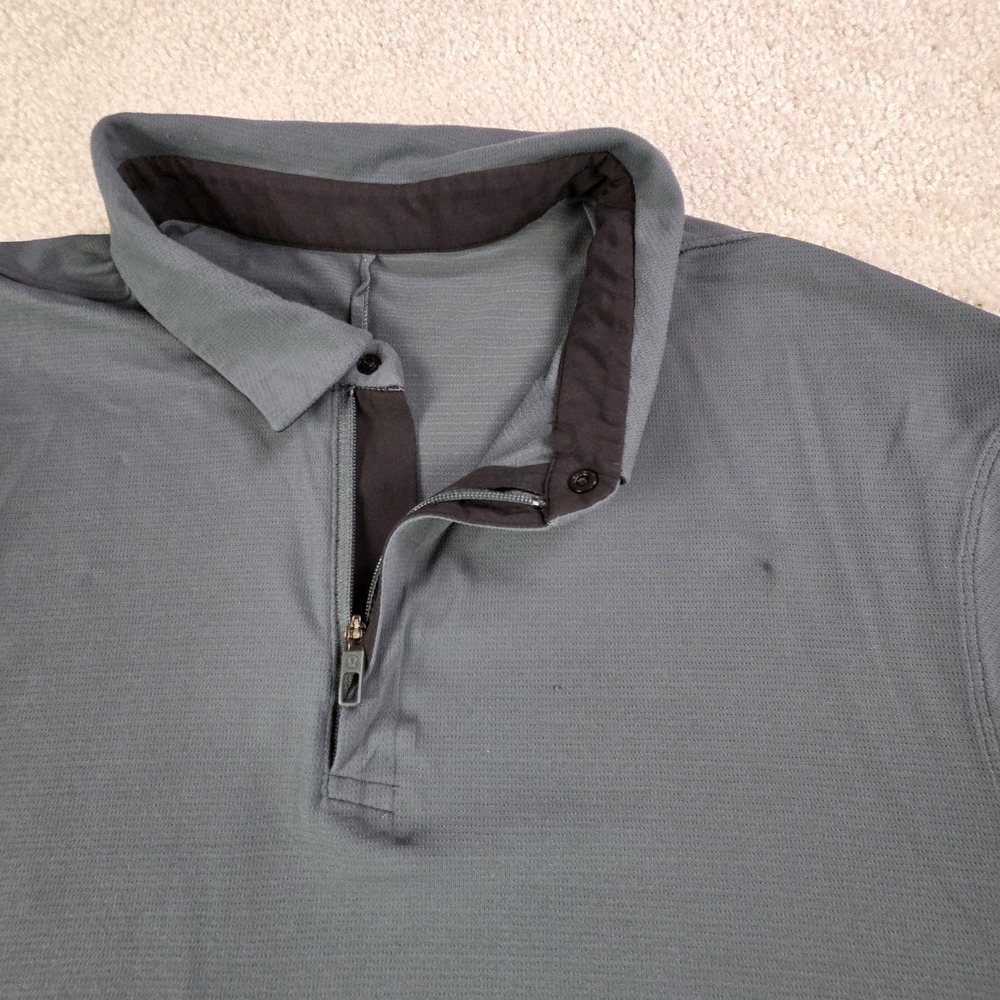 Lululemon‎ Drysense Polo 1/4 Zip Snap Tech Short Sleeve Mens Sz M Teal Read